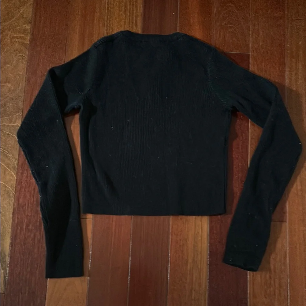 Black Long Sleeve Ribbed Top